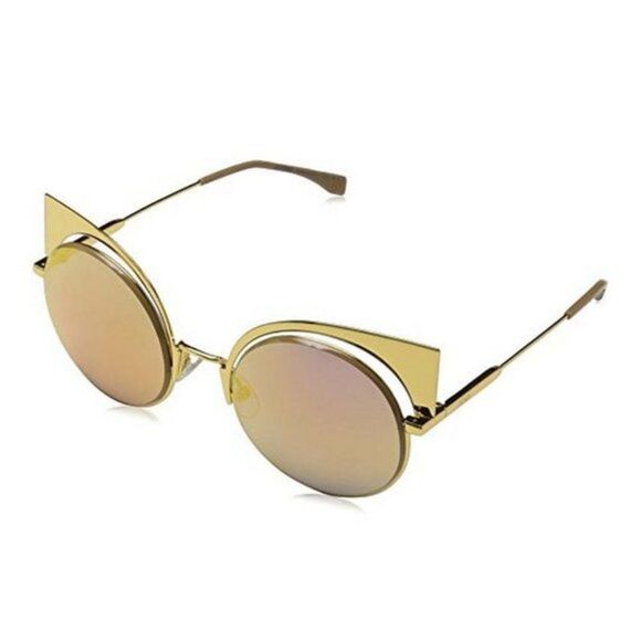 Fendi FF0177/S001YELLOW GOLD Cat-Eye Mirrored Sunglasses For Women